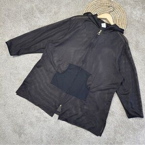 Dotti Women’s Swimwear Coverups Full Zip Hooded Tunic See Through in Black XL